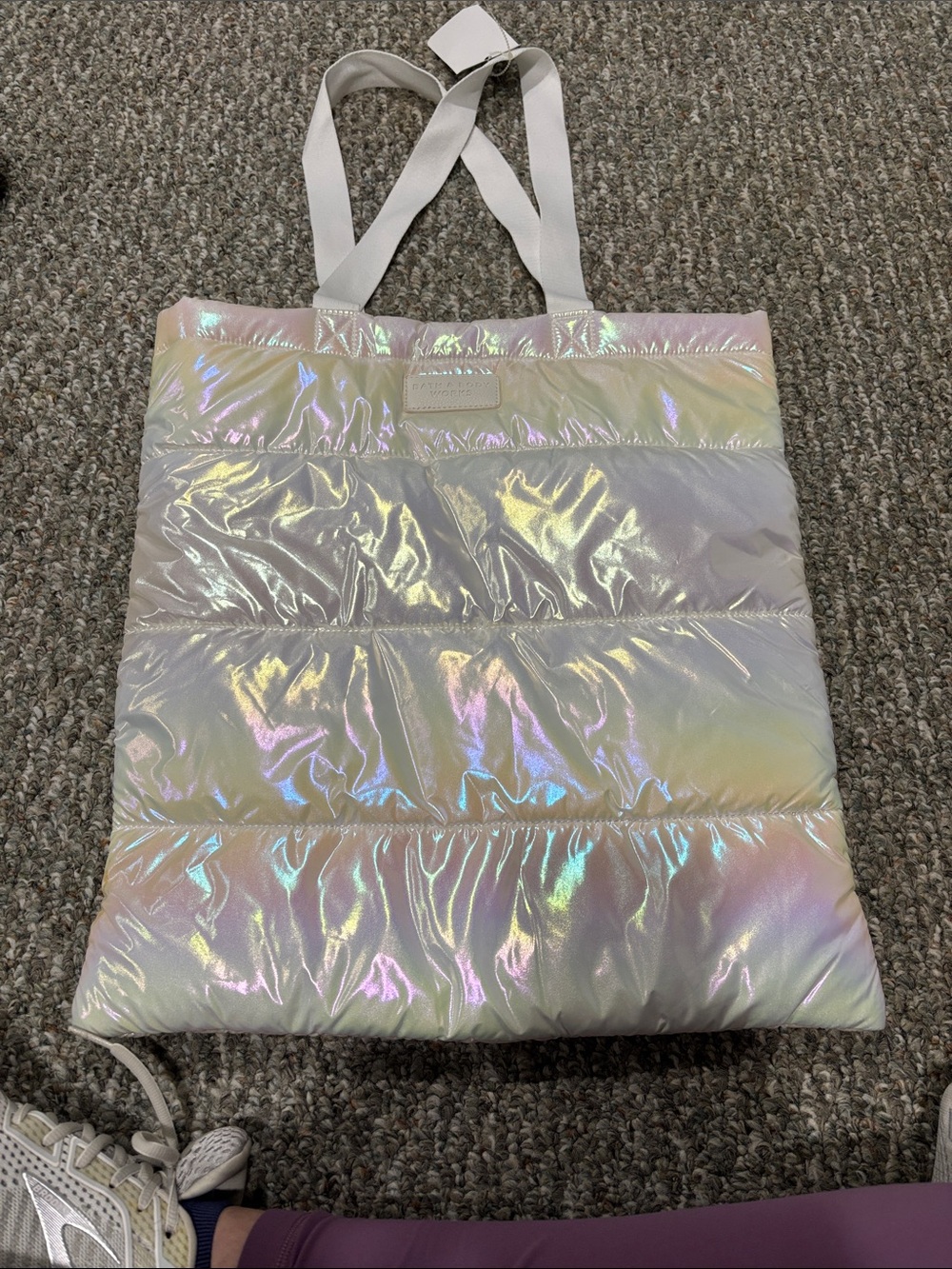 Bath & Body Works Iridescent Puffer Tote - Pearl Holographic